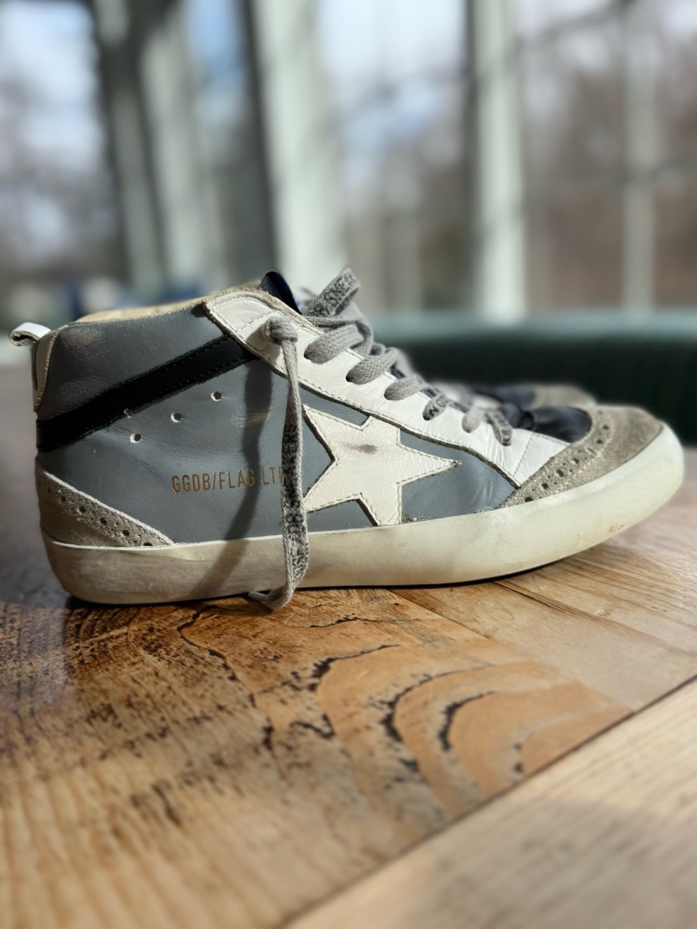Golden Goose Gray, White, Black and Gray Midstar sneakers. Limited Edition.